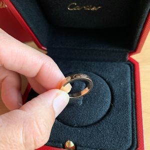 Cartier Engraved 1P Diamond Ring K18 Rose Gold 5.25
